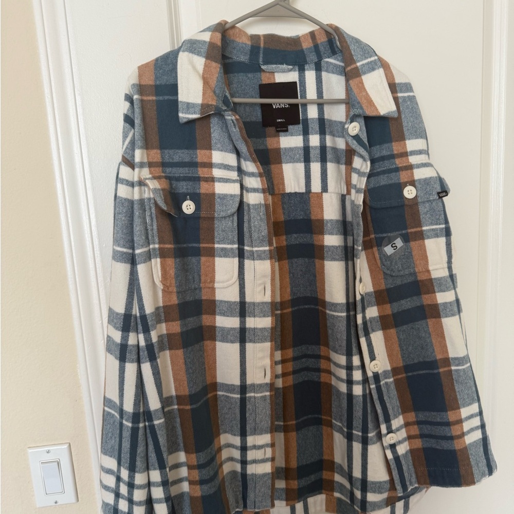 Vans Blue and Tan Checkered Shirt